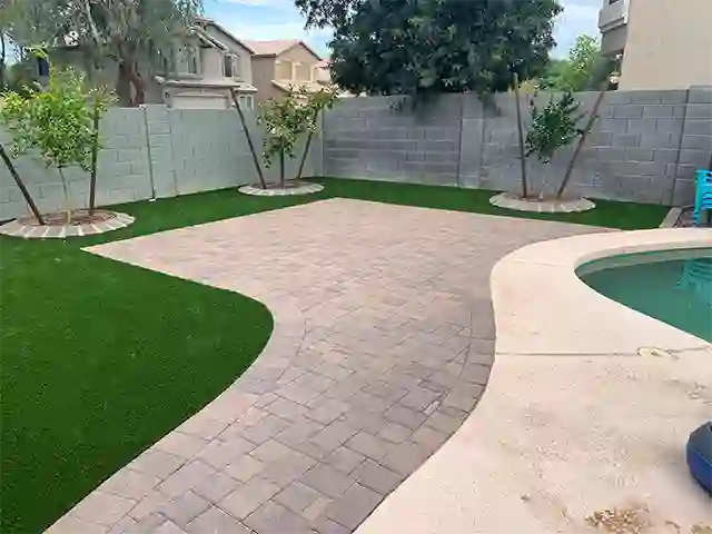 patio walkway and turf